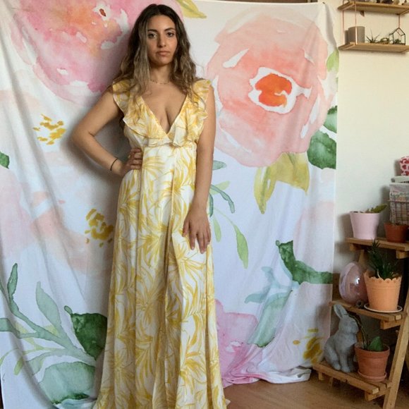 NWOT Mendocino Yellow Summer Maxi Wrap Dress - Picture 2 of 3
